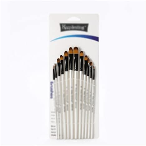 SDFGH Naylon Fırçalar 12 İnci Beyaz Ahşap Çubuk Fırça Seti Boyama Kalem Yağlıboya Fırçası Seti (Renk: A, Boyut