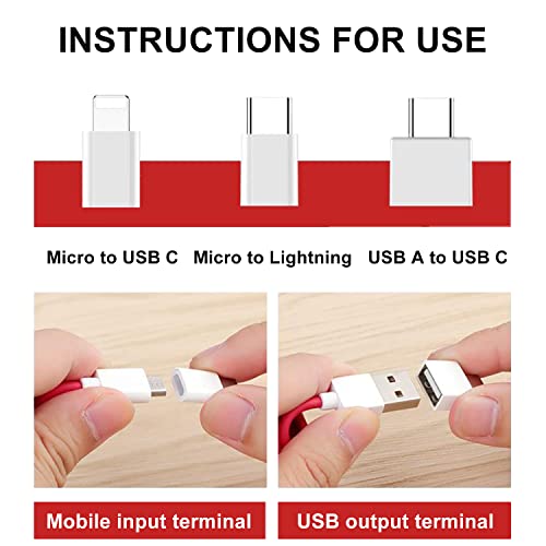 Adhiper USB Yay Kablosu Adaptör Kiti,3 Adaptörlü Çok Tip Şarj Kablosu Kılıfı, Dış Mekan ve Seyahat için Veri Aktarımlı