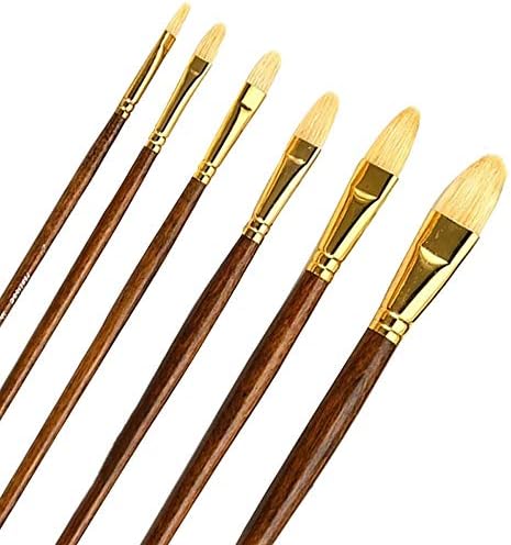 MHYFC 6 adet / takım Boya Fırçası Ahşap Saplı Sanatçı Yağlı Boya Fırçası Akrilik Çizim Fırçaları Sanat Boyama Aracı