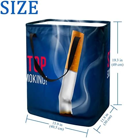 Sigara Kapalı Mavi Arka Plan Hiçbir Tütün Günü Baskı Katlanabilir Çamaşır Sepeti, 60L Su Geçirmez çamaşır sepetleri