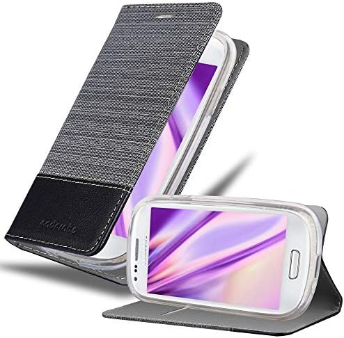 Gri Siyah renkte Samsung Galaxy S3 Mini ile Uyumlu Cadorabo Kitap Çantası-Manyetik Kapatma, Stand İşlevi ve Kart Yuvası