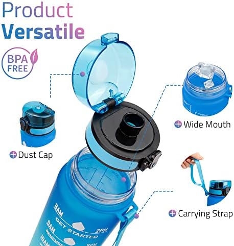 Gulex 32 oz Motivasyon Su Şişeleri ile Zaman Işaretleyici, sızdırmaz BPA Ücretsiz Toksik Olmayan Içme Spor Su Şişesi