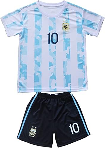 Necm 2021 Arjantin 10 Leo Messi Copa-Amerikan Ev çocuk futbolu Futbol Forması / Şort / Çorap Seti Gençlik Boyutları