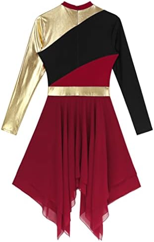 WinChang Liturjik dans elbiseleri Kadınlar için Renk Bloğu Uzun Kollu Lirik Övgü dans kostümü Performans Dans Tunik