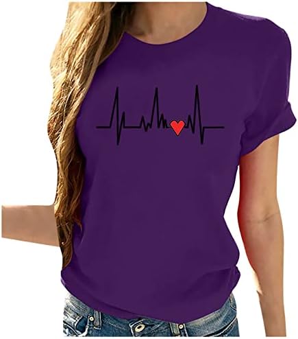 Genç Kızlar Güz Yaz Üst 2023 Giyim Kısa Kollu Pamuklu Kalp Grafik Bluz Gömlek Kadınlar için 43 43