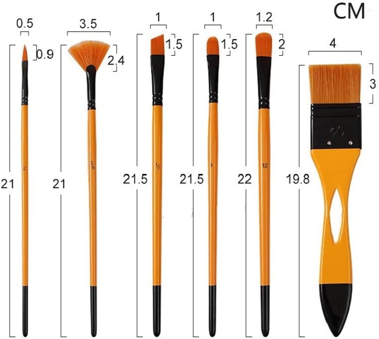 HNKDD 6 adet / takım Naylon Karışık Ahşap kalemlik Yağlı Boya Fırçası Akrilik Fırça Yağlı Boya Fırçası Sanat Malzemesi