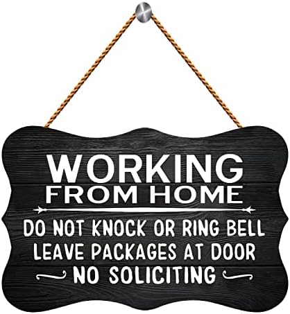 RIFOSA Evden Çalışma İşareti Çalmayın veya zil Paketleri Kapıda Bırakın Ön Kapı için Ahşap Tabela Talep Etmeyin Ev