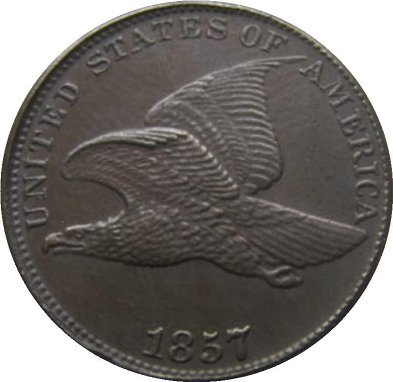 1857 ABD 1 Cent Sikke Pirinç Antika El Sanatları Dış hatıra parası 19MM