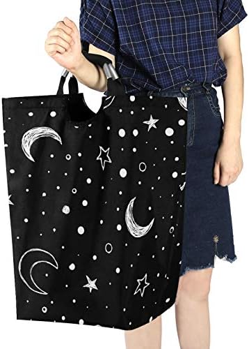 ALAZA Büyük çamaşır sepeti Doodle Gece Gökyüzü Ay Yıldız çamaşır torbası Sepet Katlanabilir Oxford Kumaş Şık Ev Saklama