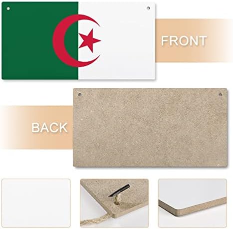 Cezayir Bayrağı Ahşap İşareti Kişiselleştirilmiş Ahşap Plak Asılı İşareti Duvar sanat dekoru Halatlar ile Ev Ofis