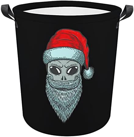 Santa Alien çamaşır kollu sepet Yuvarlak Katlanabilir çamaşır sepeti Depolama Sepeti Yatak Odası Banyo için