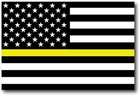 Magnet Me Up İnce Sarı Çizgi Amerikan Bayrağı Mıknatıs Çıkartması, 4x6 inç, Siyah, Sarı ve Beyaz, Araba Kamyon SUV