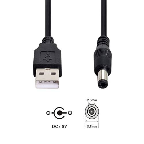 cablecc USB 2.0 A Tipi Erkek 5. 5x2. 5mm DC 5V priz Varil Konektörü şarj kablosu 80cm
