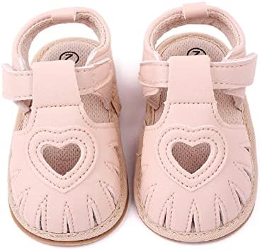 Toddler Kız Sandalet Bebek Kız Tek Ayakkabı Oymak Aşk İlk Yürüyüşe Ayakkabı Toddler Sandalet Prenses Ayakkabı (Pembe,