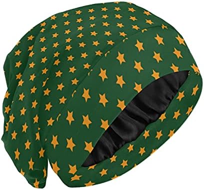 Kafatası Kap Uyku Kap Çalışma Şapka Bonnet Beanies Kadınlar için Yıldız Puanl Noel Yeni Yıl Kış Sarı Yeşil Uyku Kap
