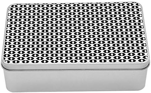 Ambesonne Siyah Beyaz Teneke Kutu, Soyut Altıgenler Konsantrik Mozaik Izgara Formları Geometrik Art Deco, Kapaklı