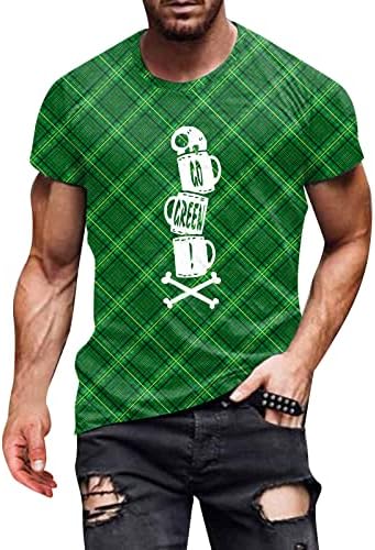 WOCACHİ Aziz patrick Günü erkek T-Shirt Toprak Kısa Kollu Yeşil Grafik Tee Üstleri Cüceler Spor Kas Fit Tshirt