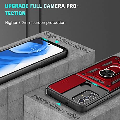 Motorola G Play 2023 Kılıfı için Dretal, Stand Kickstand Halkalı Moto G Play 2023 Kılıfı ve Temperli Cam Ekran Koruyuculu