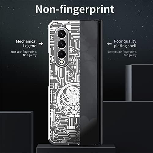 Giilgxy samsung kılıfı Galaxy Z Kat 4 5G, Mekanik Dişli Desen Menteşe Koruma Şeffaf Kaplama PC Kapak Ekran Koruyucu,