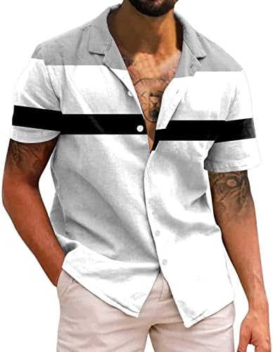 2023 Yeni Erkek Rahat Kısa Kollu Bahar Yaz Yatak Açma Boyun 3D Baskılı Gömlek Moda Üst Bluz Gömlek Paketi Tee