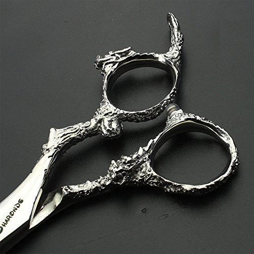 Gümüş 6-inch makas zarif desen 440c yüksek sertlik paslanmaz çelik berber dükkanı kuaförlük kesme saç ve inceltme