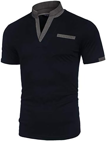 COOFANDY erkek polo gömlekler Kısa Kollu Düzenli Fit Moda Gömlek Erkekler için XXL, Donanma