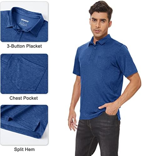 MAGCOMSEN erkek POLO cepli gömlek Kısa Kollu Yakalı Gömlek Hızlı Kuru Rahat golf gömlekleri