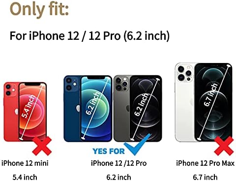 Nouske iPhone 12 için Kılıf ve iPhone 12 Pro 6.1 Cüzdan Kartlıklı Hakiki Deri Flip Case / Mıknatıs Folio Kickstand