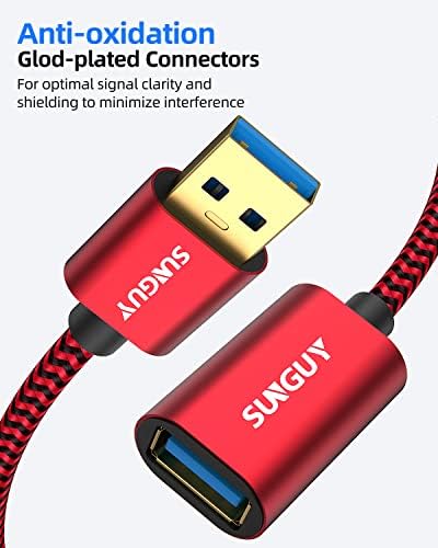 SUNGUY 5Gbps USB 3.0 Uzatma Kablosu, 1FT USB Genişletici, USB A Erkek-Dişi Kablo, Xbox ile Uyumlu Yüksek Veri Aktarımı,