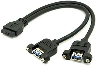 chenyang USB 3.0 Çift Bağlantı Noktaları A Dişi vidalı bağlantı Tipi Anakart 20pin Başlık Kablosu Siyah
