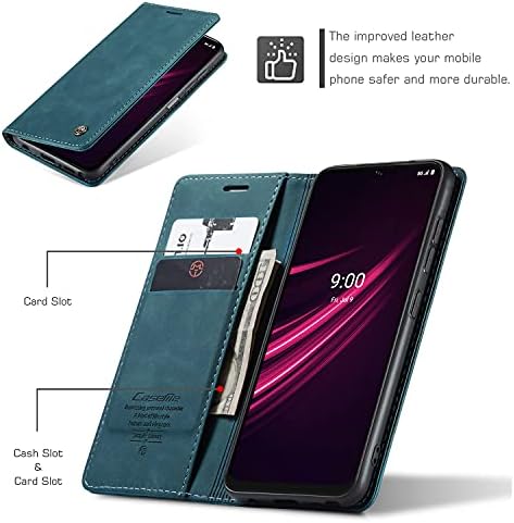 Kowaurı Flip Case T-Mobile REVVL V+ 5G, deri cüzdan Kılıf Kart Yuvası ve Manyetik Kapatma ile Klasik Tasarım Flip